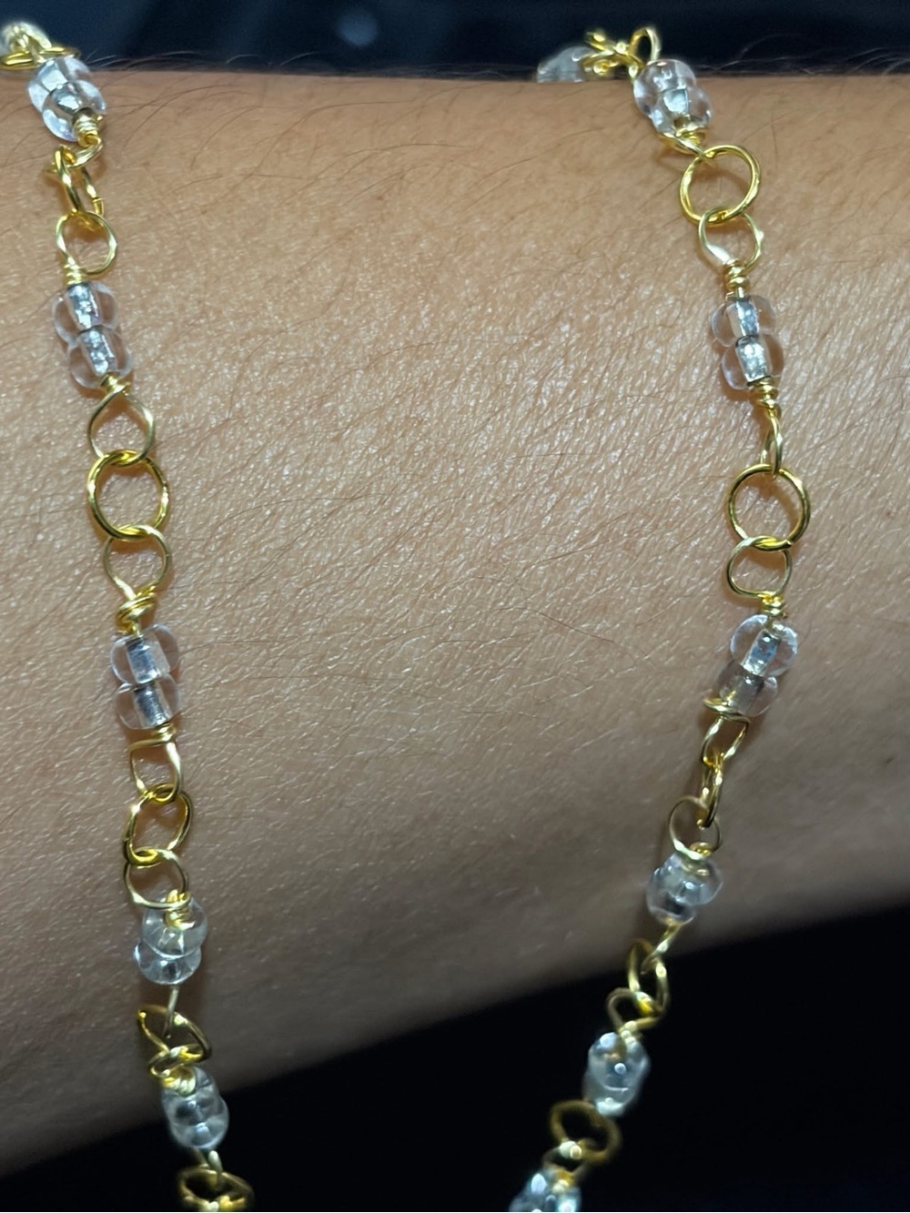 Gold-Tone Crystal Bead Necklace - Woman Jewelry